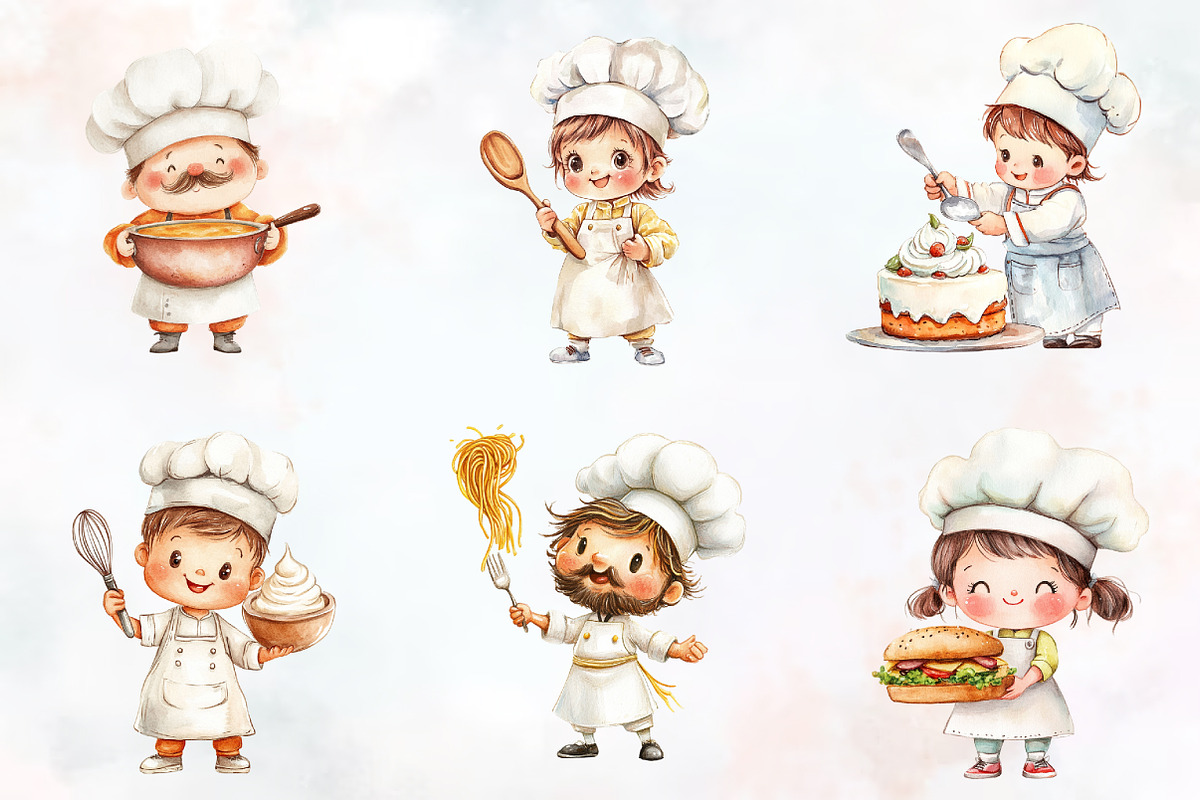 Chef Watercolor Cliparts, an Illustration by RobertsArt (Photo 7 of 7)
