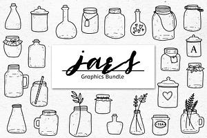 Jars Line Art Graphics Bundle