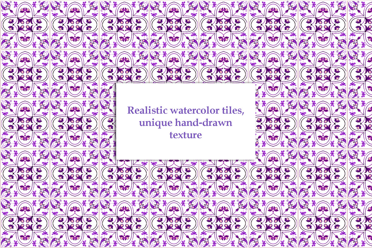 Purple Portuguese Azulejo Tiles Set4, a Pattern Graphic by ilonitta (Photo 3 of 10)