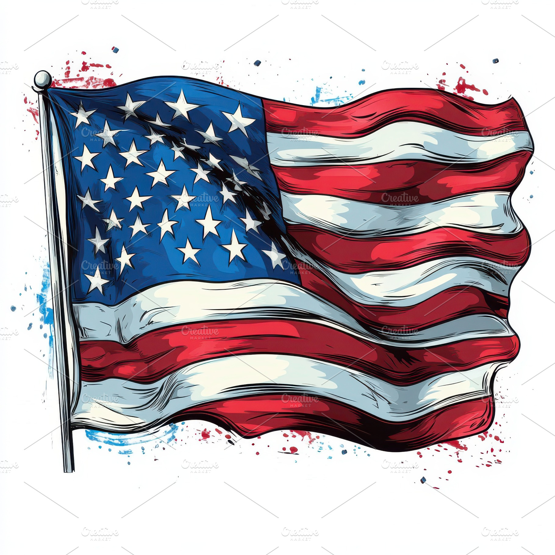 American flag illustration isolated, an Abstract Photo by Pixeness Studio