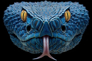 Blue Viper Snake Close-Up, an Animal Photo by Ales Munt
