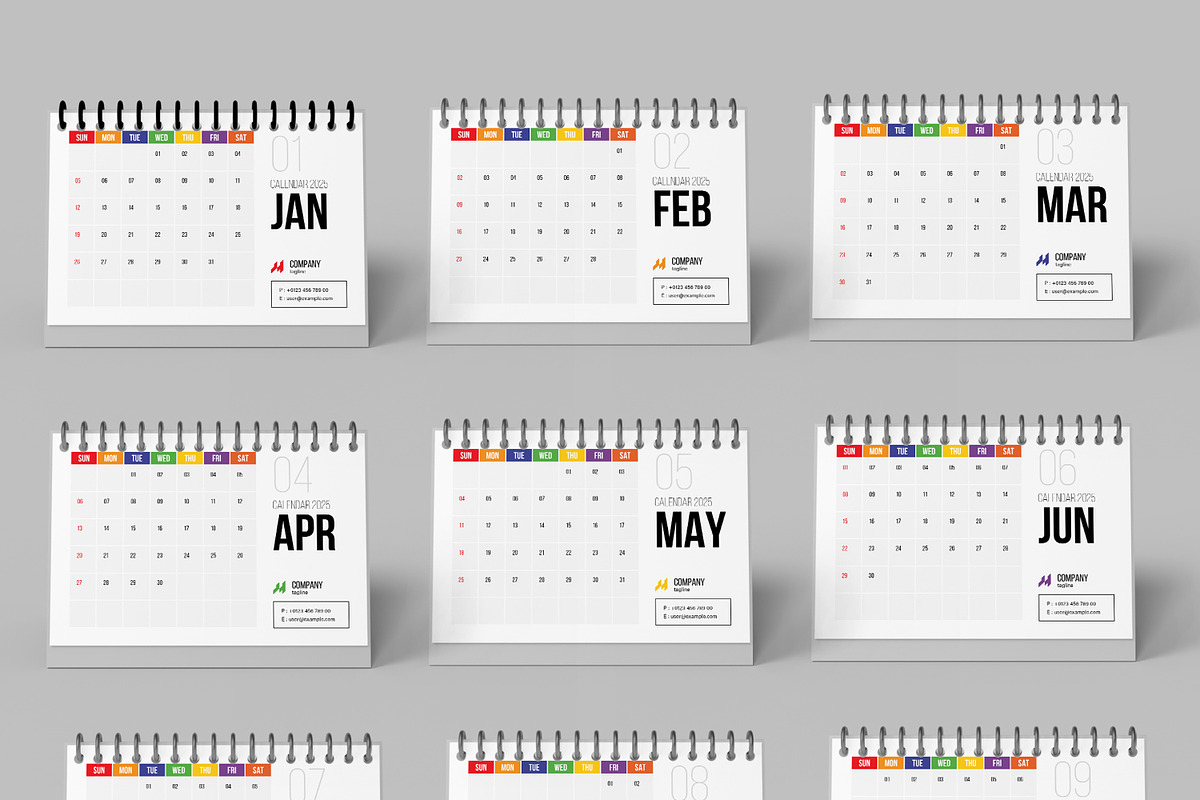 Desk Calendar Template 2025, a Stationery Template by MightyDesign (Photo 3 of 7)