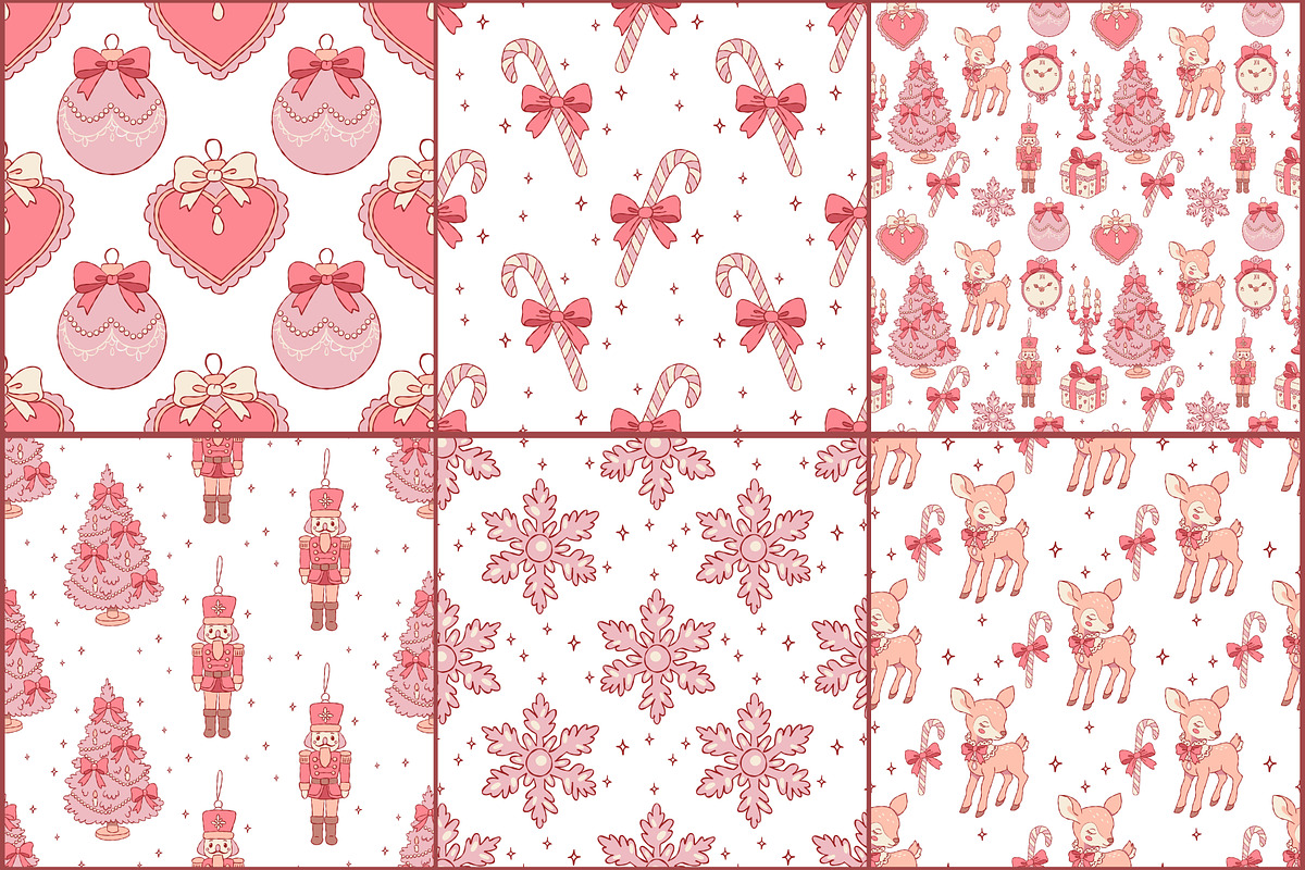 Coquette Christmas Clipart Patterns, a Seasonal Illustration by Bielousova Art (Photo 4 of 8)