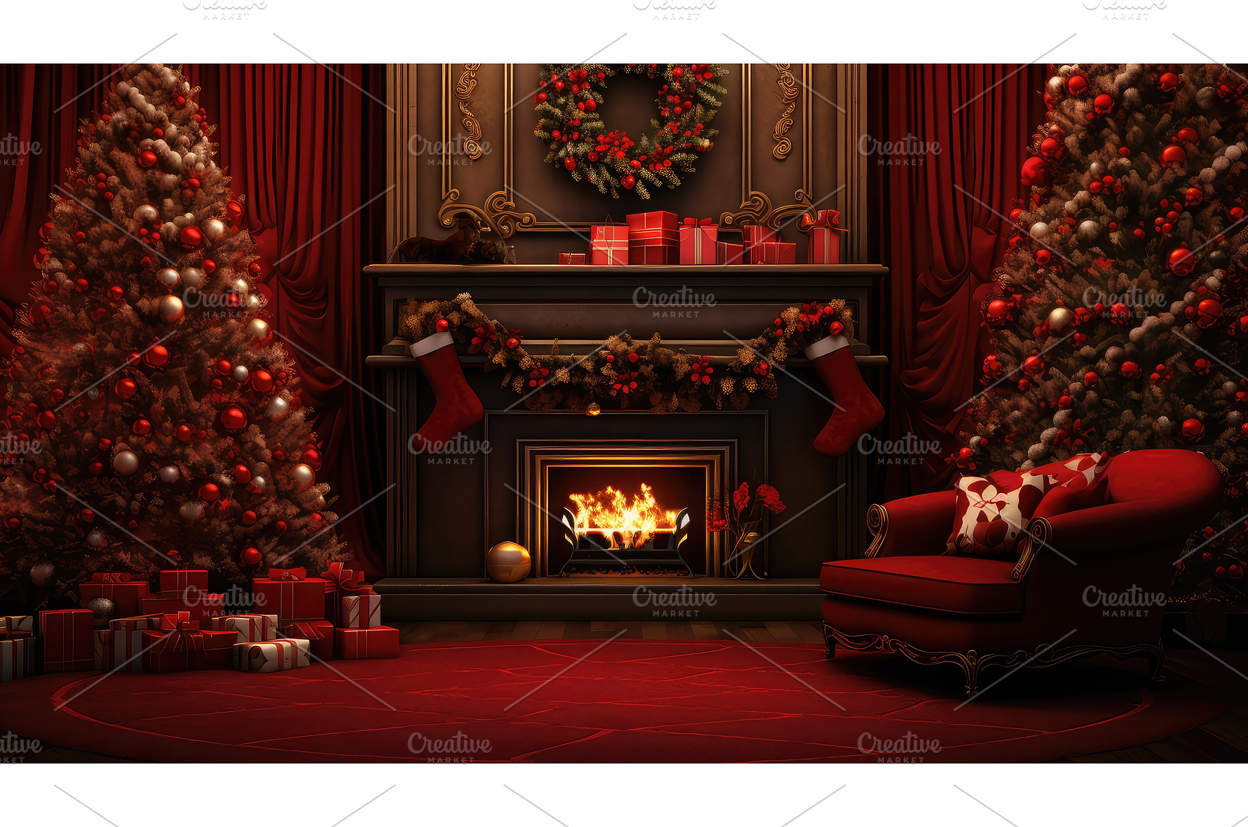 festive holiday background red ai, a Holiday Photo by pikepicture