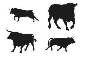 Bull Silhouettes Set 1 Procreate