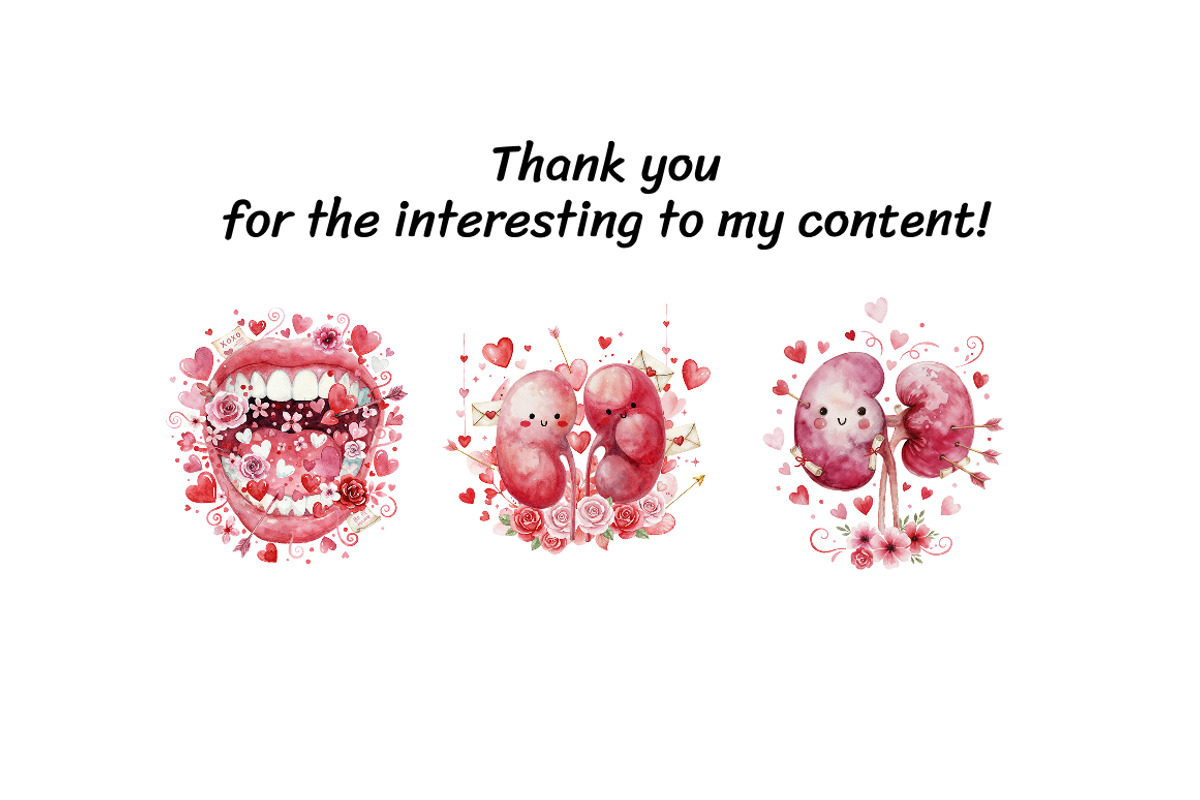 Cute Anatomy Valentine Clipart Set, a Seasonal Illustration by InkyQueenArt (Photo 5 of 6)