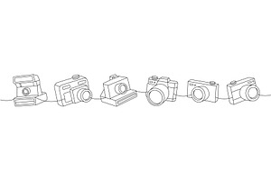 Photo camera set one line continuous, a Technology Illustration by GraphiShop