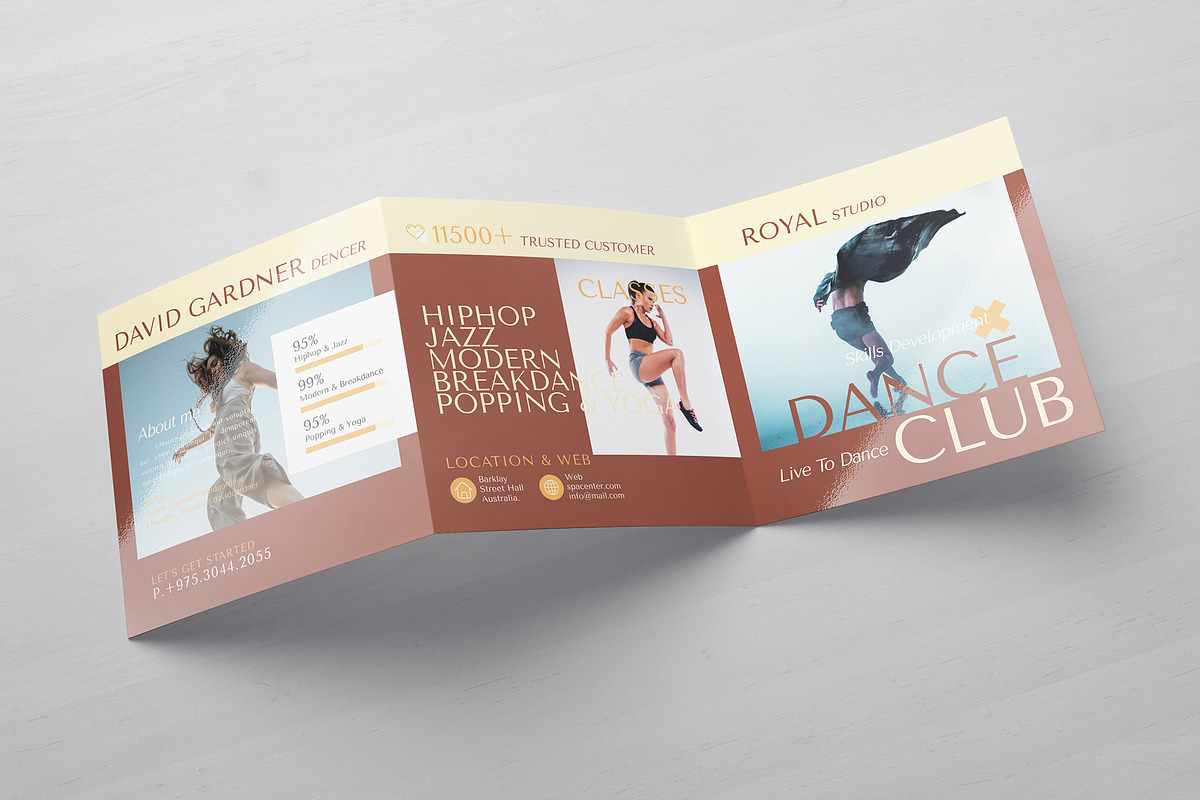 Dance Studio Square Trifold Brochure, a Brochure Template by Designsoul14
