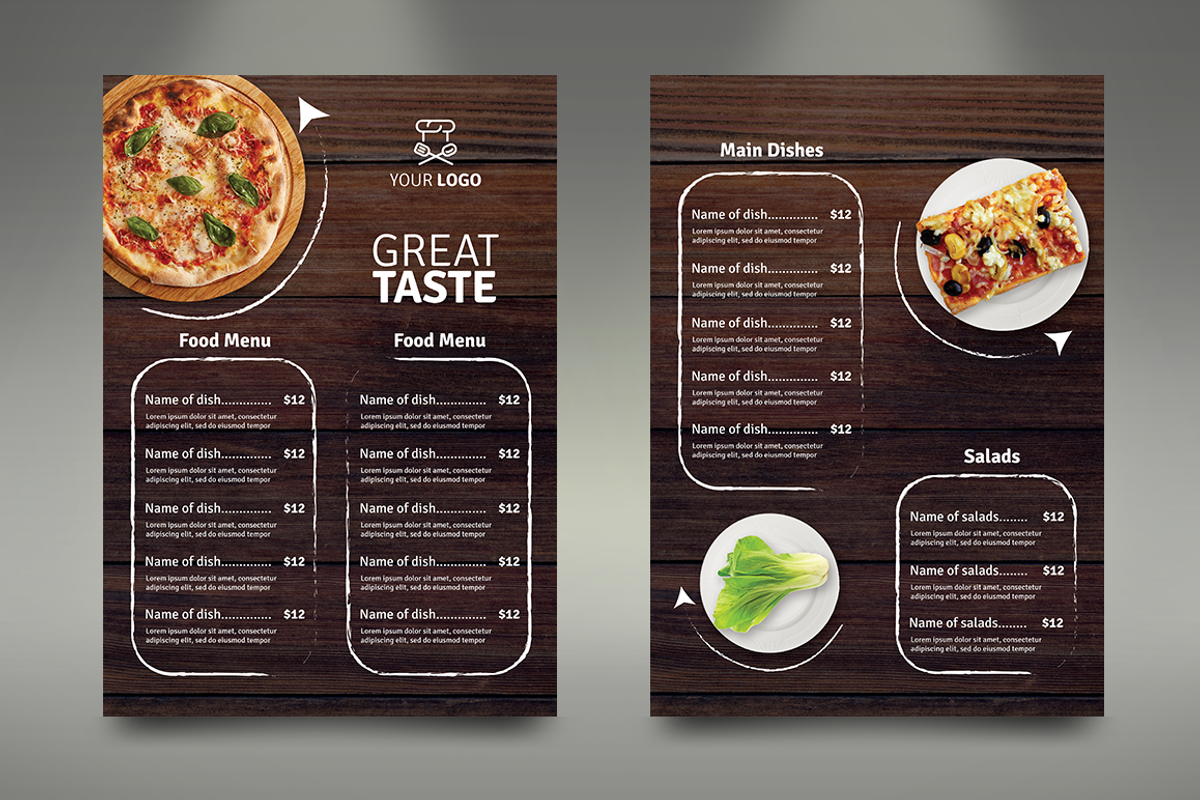 A4 Fast Food Menu, a Flyer Template by UNIK Agency