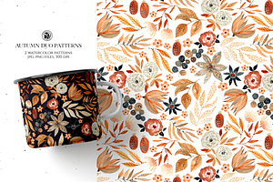 Autumn Duo Watercolor Patterns