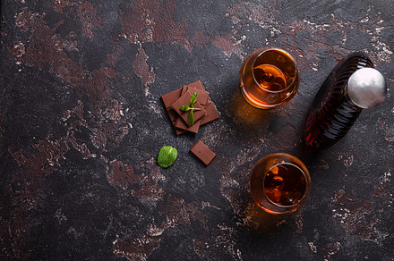 Two glasses of brandy or cognac featuring cognac, drink, and whiskey, a Food & Drink Photo by piter.goskov