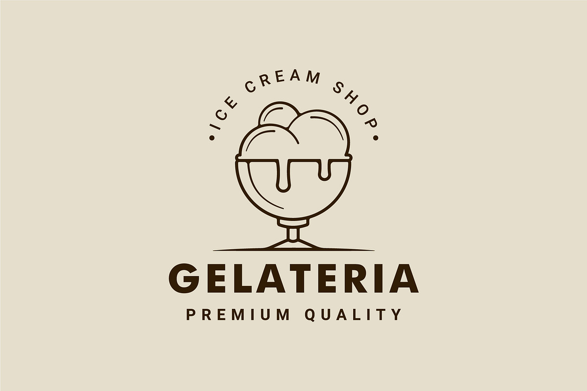 ice cream balls in bowl logo line, a Branding & Logo Template by zyxroun shop