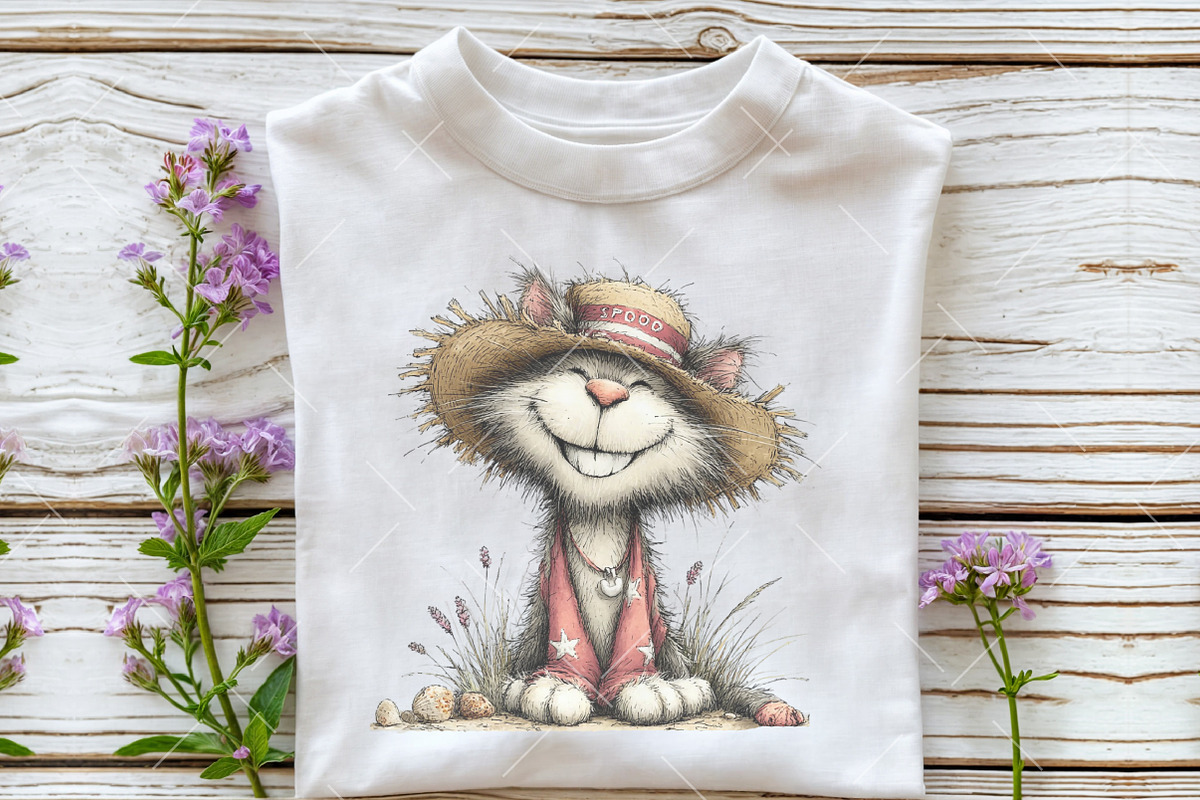 Whimsical Summer Cat Clipart, an Illustration by OK Design (Photo 6 of 6)