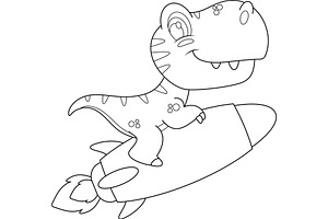 Outlined Cute Baby Dinosaur, an Illustration by HitToon