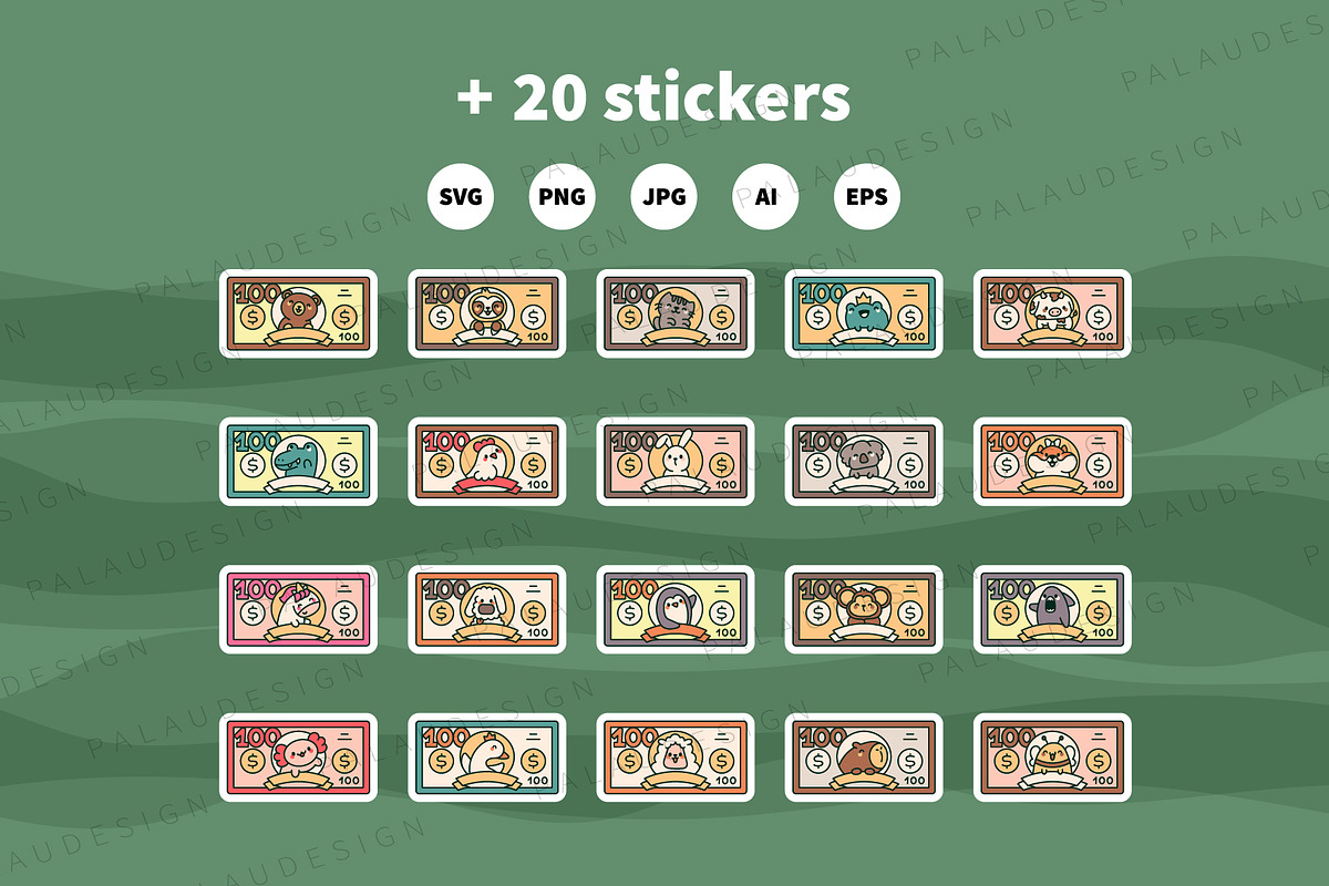Cute Kawaii Dollar with Animals, an Animal Illustration by Palau (Photo 12 of 12)