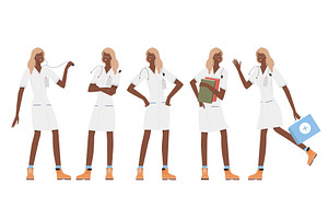 Afro Doctor Posing in Various, a Healthcare Illustration by Flashvector