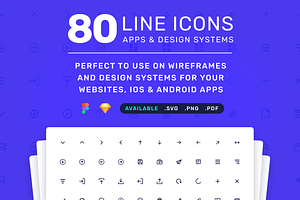 80 Dashboard UI Line Icon Set, an Outline Icon by Tarful Creative