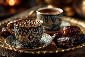 2 Cups of Traditional Arabic Coffee, a Food & Drink Photo by Ocean Digital Art