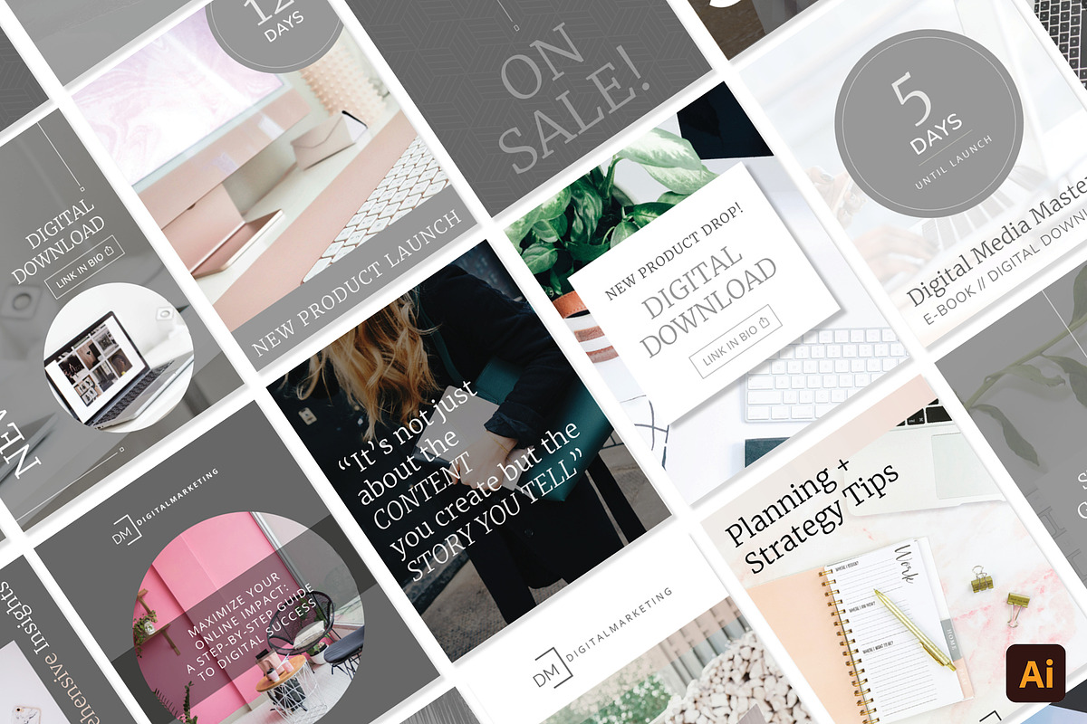 Digital Product Social Media Bundle, a Social Media Template by Unravel (Photo 1 of 6)