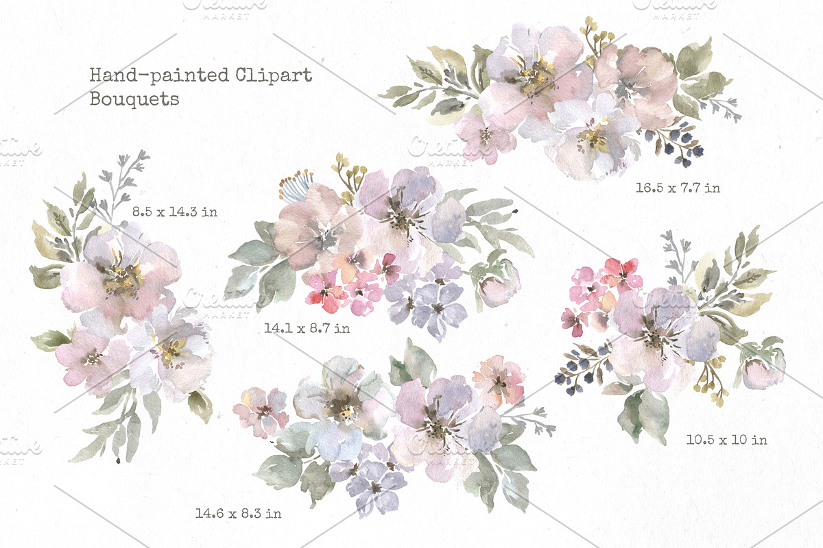 Light Watercolor Spring Flowers Png, a Decorative Illustration by GraphicsDish (Photo 3 of 3)