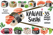 Kawaii Sushi watercolor set, a Food Illustration by KatBranchArt (Thumbnail 1 of 3)