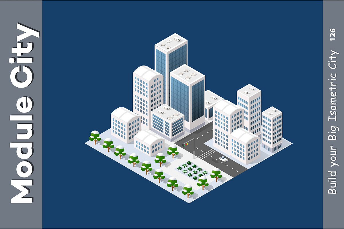 Winter isometric city, an Object Illustration by AlexZeL (Photo 1 of 3)