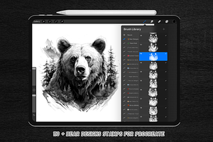 110 Bear Tattoo Stamps For Procreate