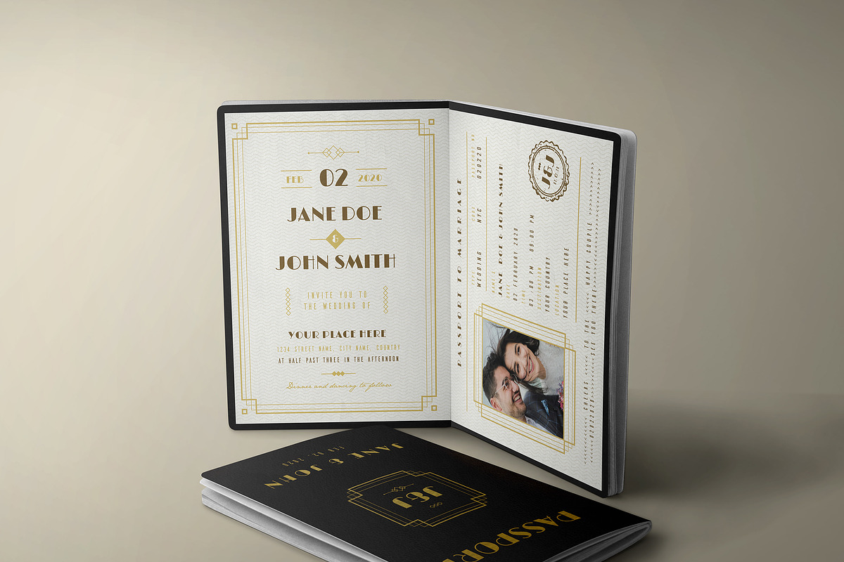 Art Deco Passport Wedding Invitation, an Invitation Template by Vynetta (Photo 7 of 7)