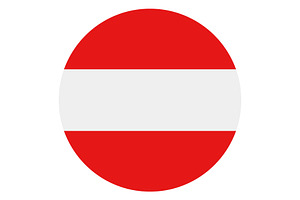 Austria flag in the shape of a circl, an Illustration by Mark1987