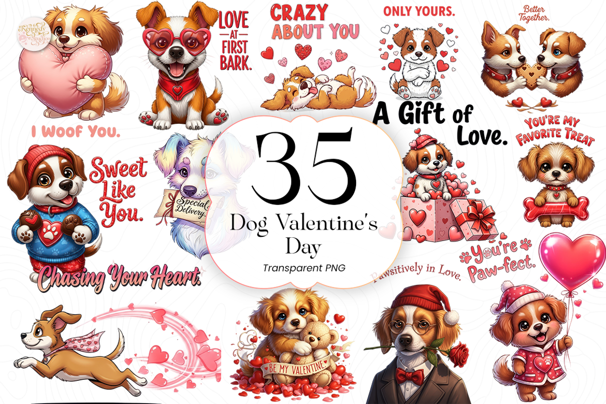 Dog Valentine PNG Clipart Cute Puppy, an Animal Illustration by KennedyStudio (Photo 1 of 5)