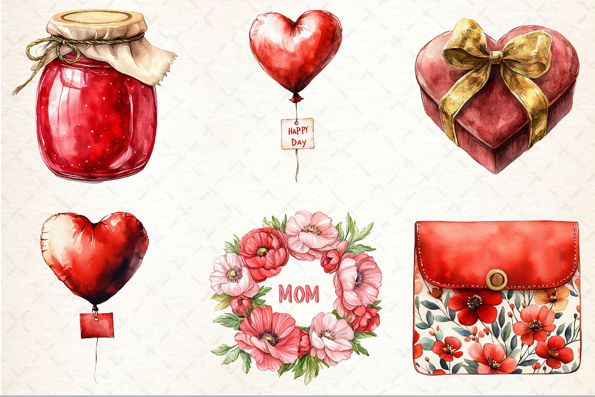 Red Mother's Day Clipart, a Seasonal Illustration by Rose Art (Photo 2 of 4)