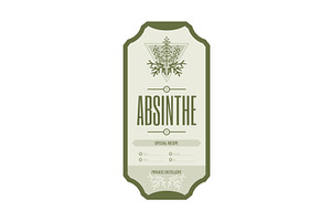 Absinthe vintage bottle label, a Food Illustration by Things for designers
