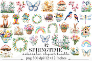 Watercolor Springtime Clipart PNG, an Illustration by Designking (Thumbnail 1 of 5)