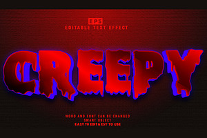 Vector Creepy 3d Editable Text