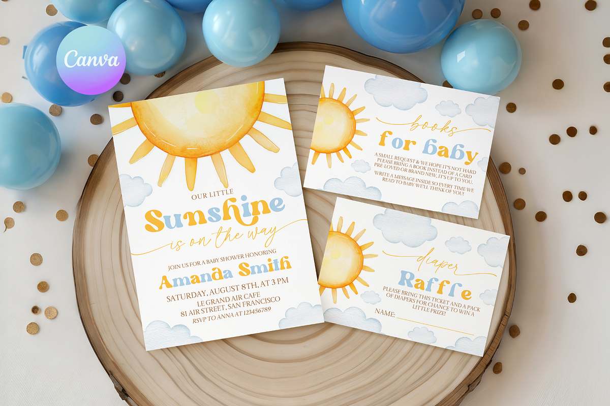 Little Sunshine Invitation Set, a Templates & Theme by VeliusCreativeStudio (Photo 1 of 6)