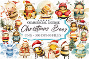 Cute Cartoon Christmas Bees Clipart, an Illustration by designcity5 (Thumbnail 1 of 5)