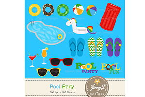 Pool Digital Paper & Clipart