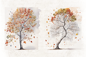 Scandinavian Country Fall Watercolor