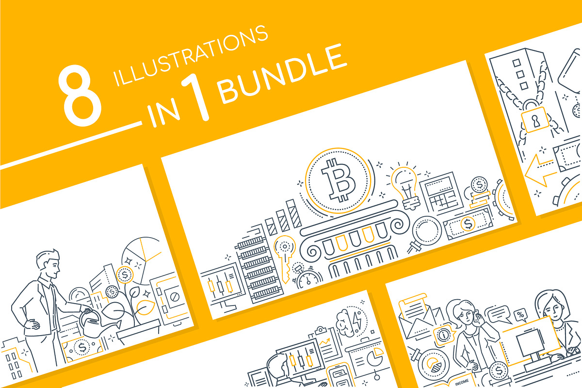Finance - Line Illustrations Bundle, an iPhone Mockup by Boyko Pictures (Photo 2 of 12)