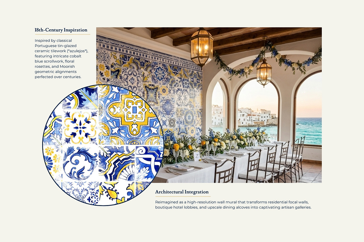 Azulejo Tiles Wall Mural Print, a Wallpaper Graphic by ilonitta (Photo 4 of 10)