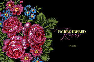 Vector embroidered roses