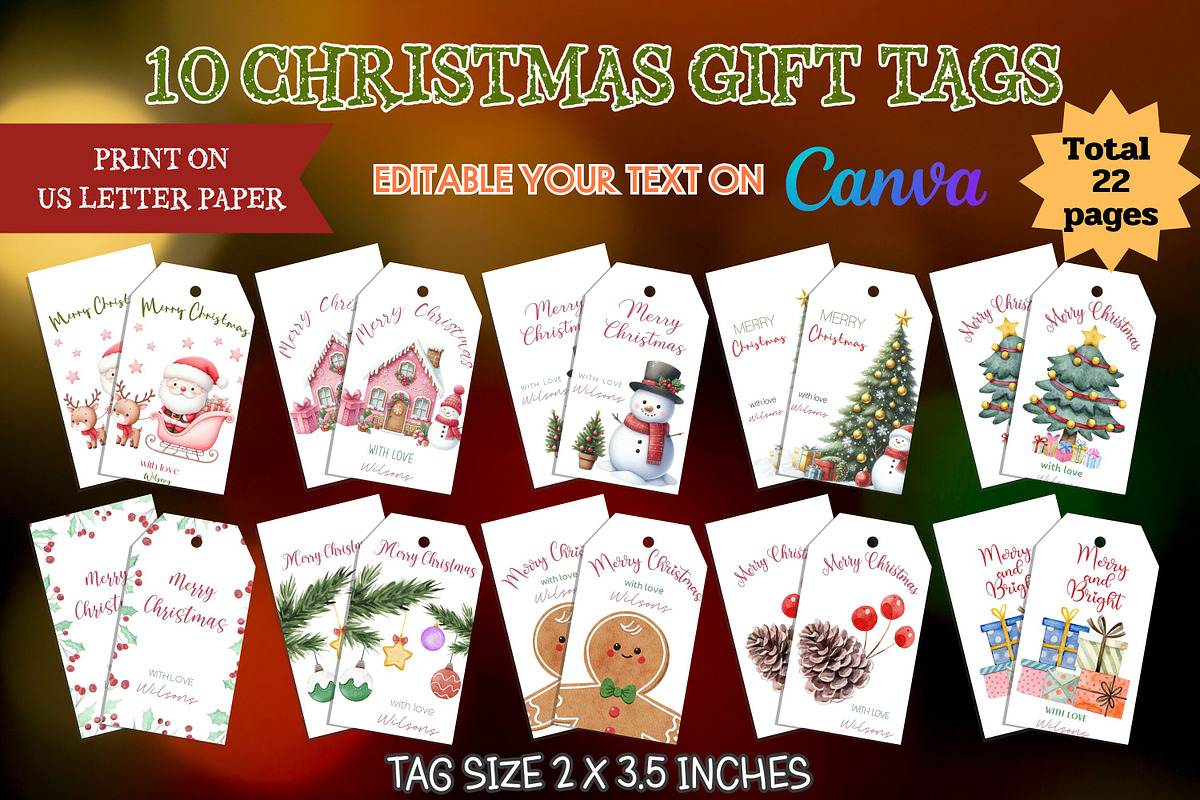 10 Christmas gift tags - Canva, a Print Template by Adalin Shop (Photo 1 of 9)