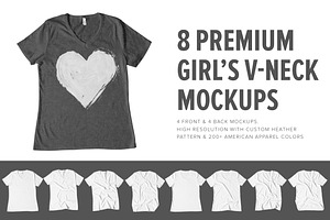 Premium Girls V-Neck T-Shirt Mock Up, a Shirt Mockup by Pixel Sauce™