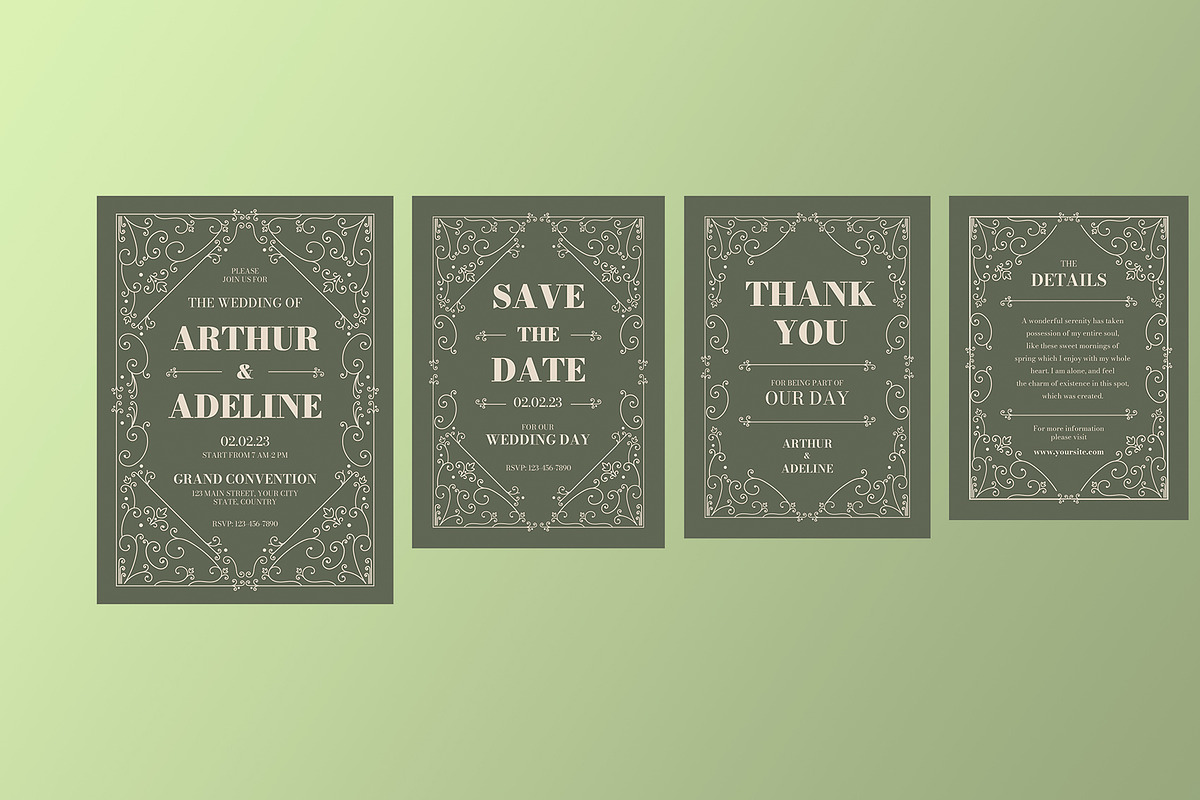 Green Wedding Suite Elegant Frame, an Invitation Template by Neermana (Photo 2 of 4)