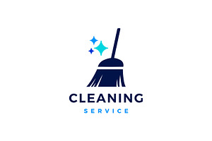 Broom Sparkle Cleaning Service Logo