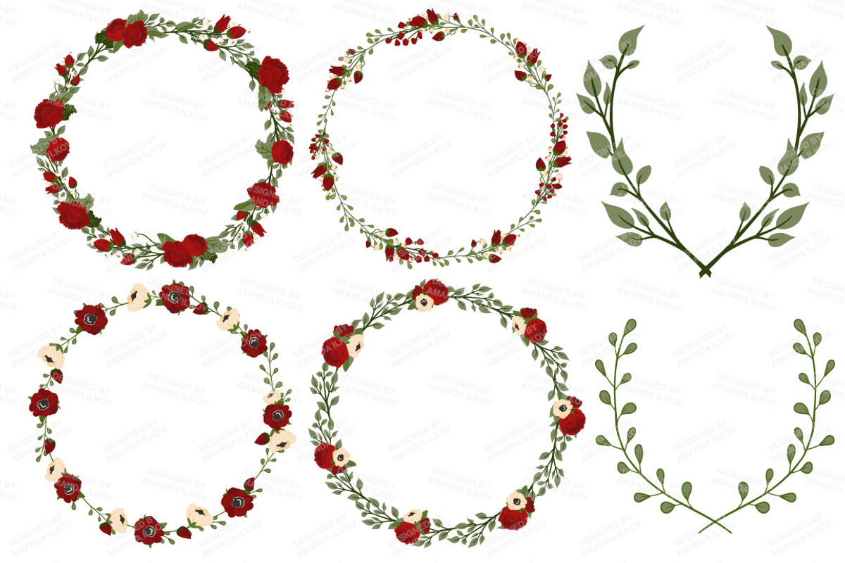 Christmas Floral Clipart & Vectors, an Illustration by Amanda Ilkov (Photo 3 of 5)