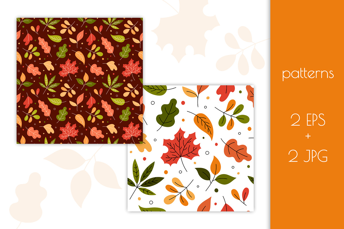 Autumn Leaves Fall Clipart Patterns, a Seasonal Illustration by AnnaViolet_store (Photo 3 of 4)