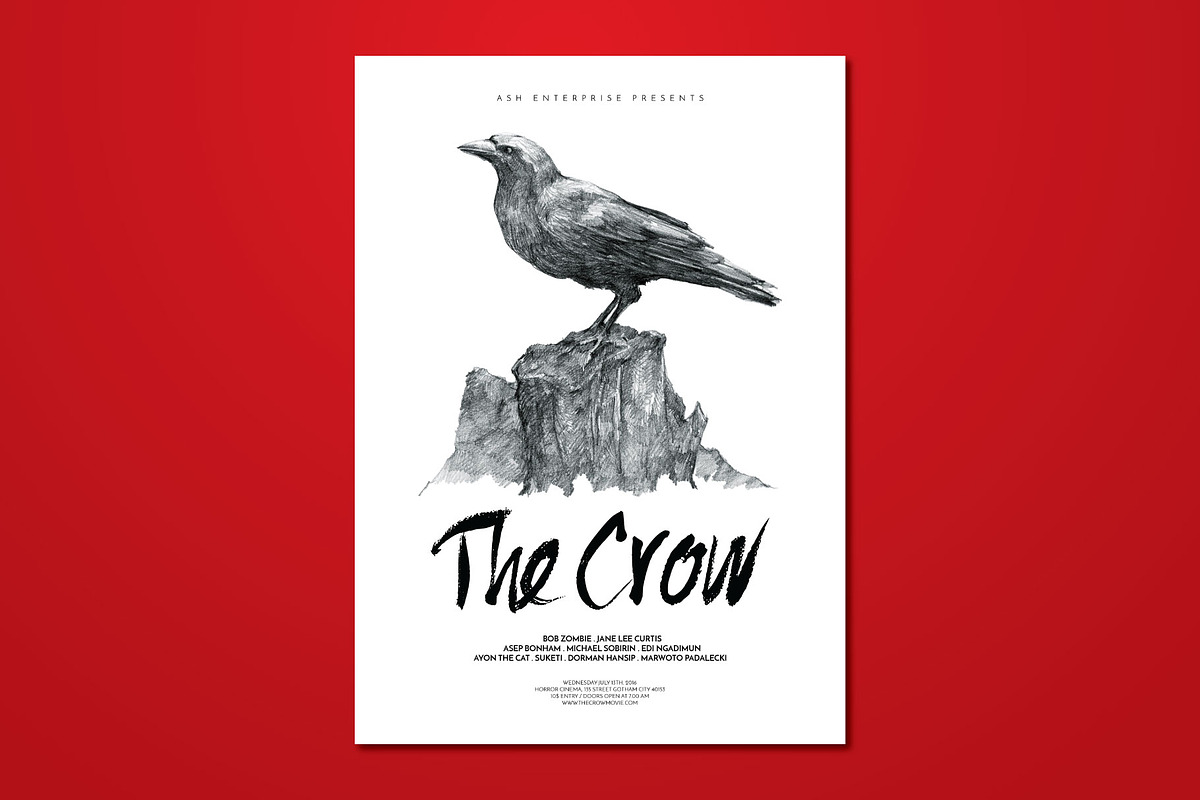 Crow Classic Hand Drawn Horror Flyer, a Flyer Template by ashenterprise (Photo 1 of 2)