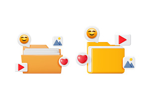 Two 3d folder icons symbolizing, an Object Illustration by Abscent