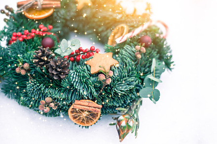 Christmas wreath isolated on a white featuring christmas, decoration, and, a Holiday Photo by Dvoevnore photos